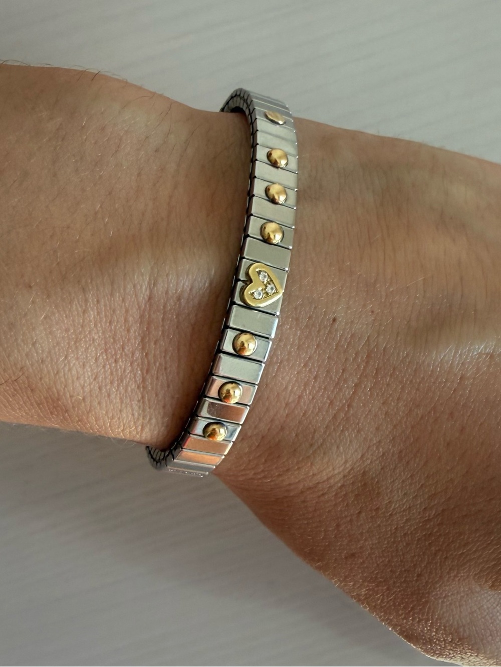 Nomination Stretch Bracelet Gold Diamond Heart